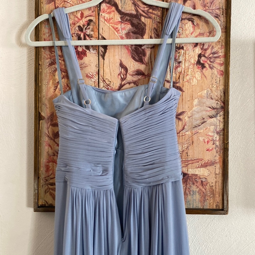 BCBGMAXAZRIA GOWN BLUE FULL LENGTH GOWN DRESS LIGHT BLUE STRETCH BOHO ETHEREAL 4 - Picture 11 of 17